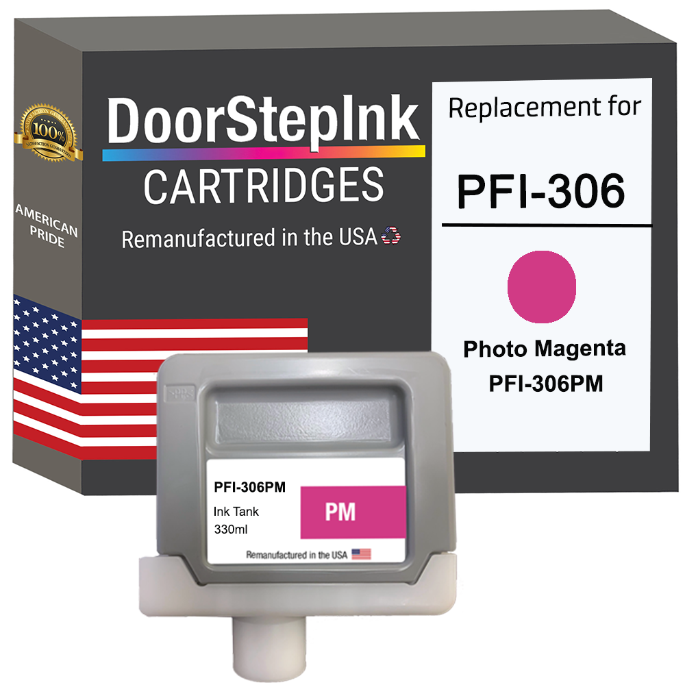 DoorStepInk Brand for Canon PFI-306 330ML Photo Magenta Remanufactured in the USA Ink Cartridge-0