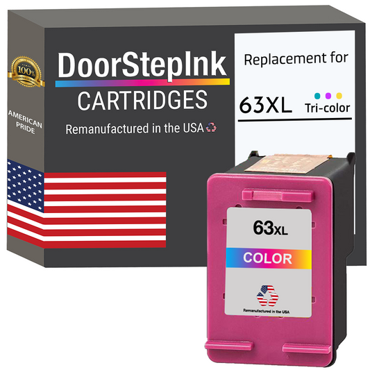 DoorStepInk Brand for HP 63XL (F6U63AN) Tri-Color Remanufactured in the USA Ink Cartridges-0