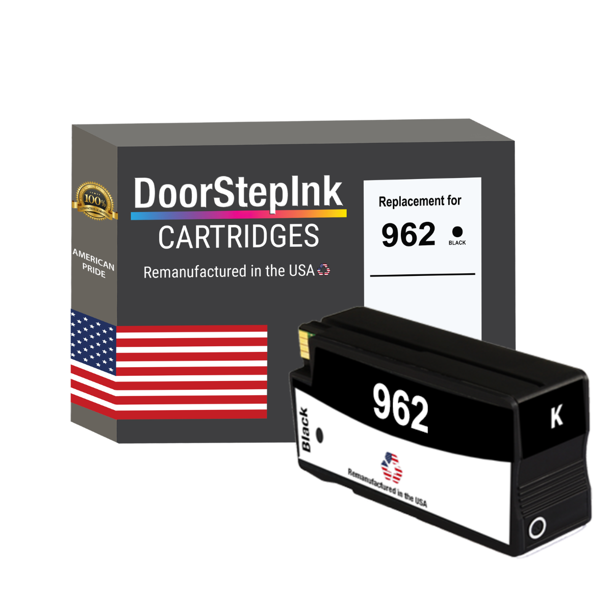 DoorStepInk Brand for HP 962 (3HZ99AN#140) Black Remanufactured in the USA Ink Cartridge-0
