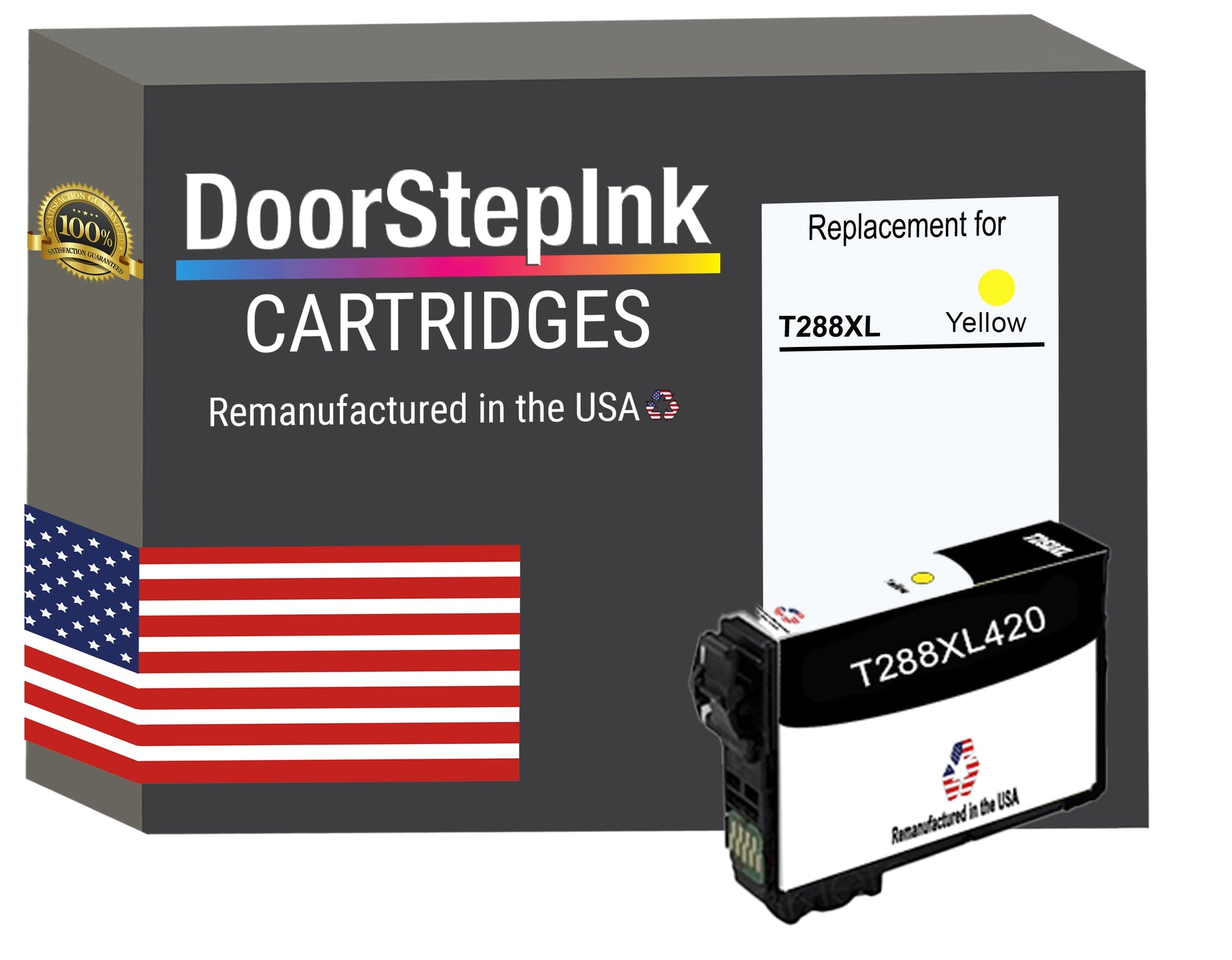DoorStepInk Brand for Epson T288XL High Yield Yellow Remanufactured in USA Ink Cartridge,T288XL420-0
