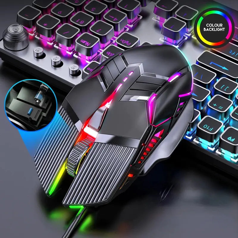 3200DPI Ergonomic RGB Wired Gaming Mouse with 6 Buttons