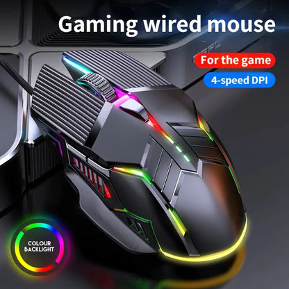 3200DPI Ergonomic RGB Wired Gaming Mouse with 6 Buttons