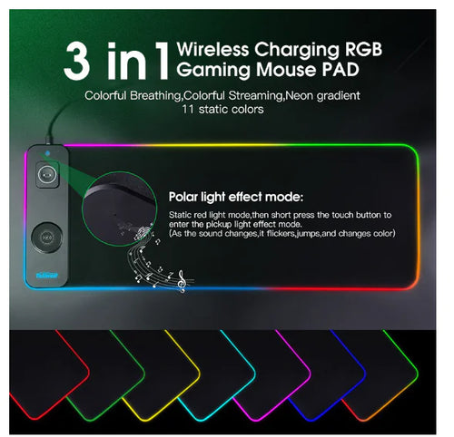Wireless Charging RGB Luminous Mouse Pad for Gaming